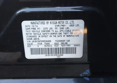 2015 Infiniti Q50 Sport z USA, uszkodzony, nr VIN JN1BV7AP2FM334999